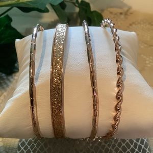 Jessica Carlyle 4 piece gold tone & sparkle bangle bracelets NEW